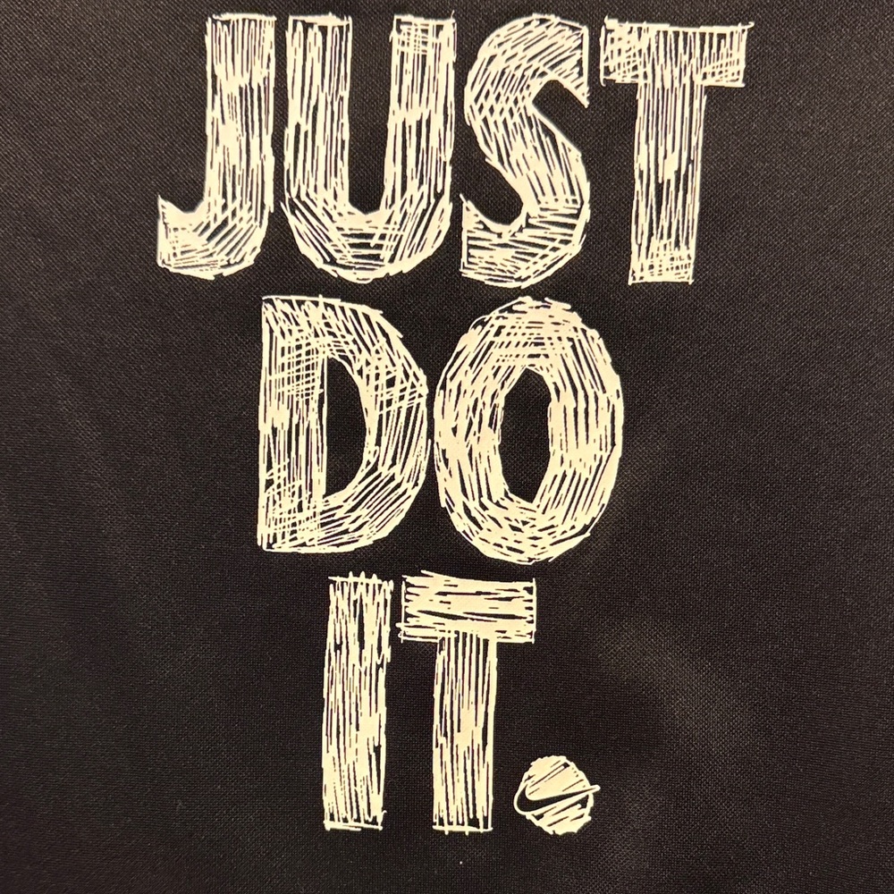 Boys large drifit Nike Black Hoodie with white 'Just Do It' - Picture 2 of 4